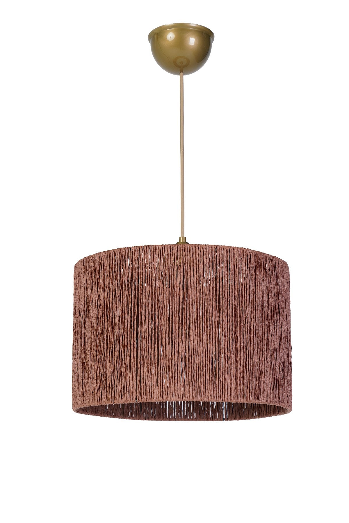 Candeeiro de Teto – 20 cm x 30 cm – Castanho – Metal e Algodão