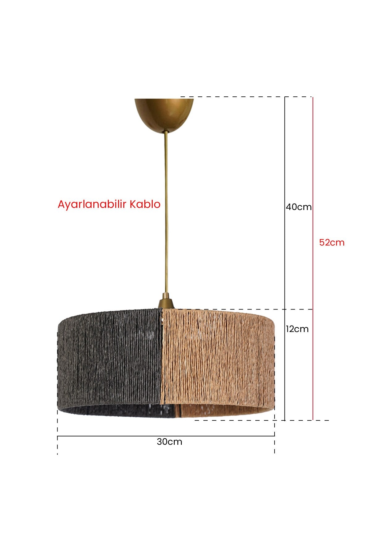 Candeeiro de Teto – 12 cm altura – 30 cm largura – plástico e algodão