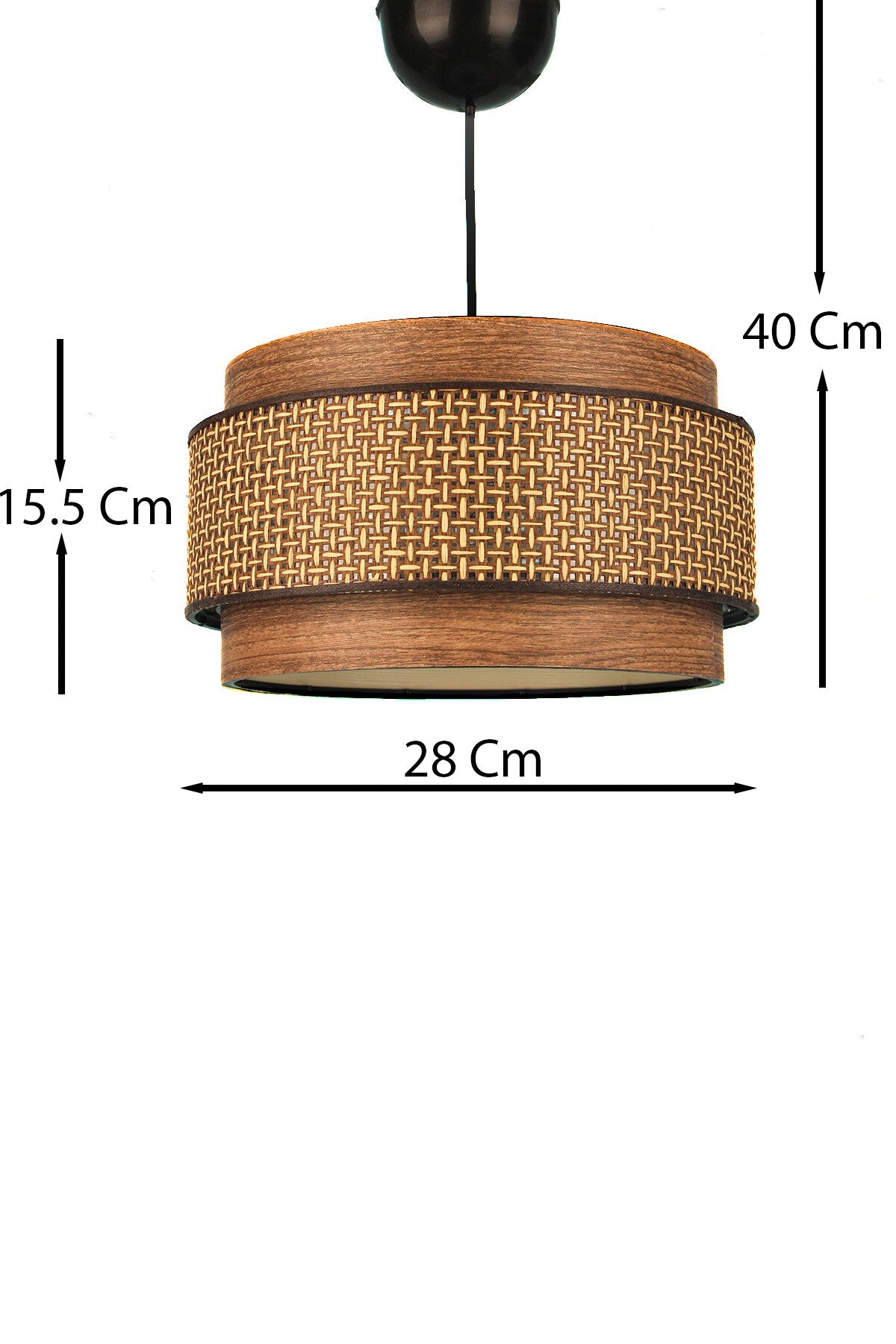 Candeeiro de Teto – Ø28 h:15,5 cm – Marrom – Plástico