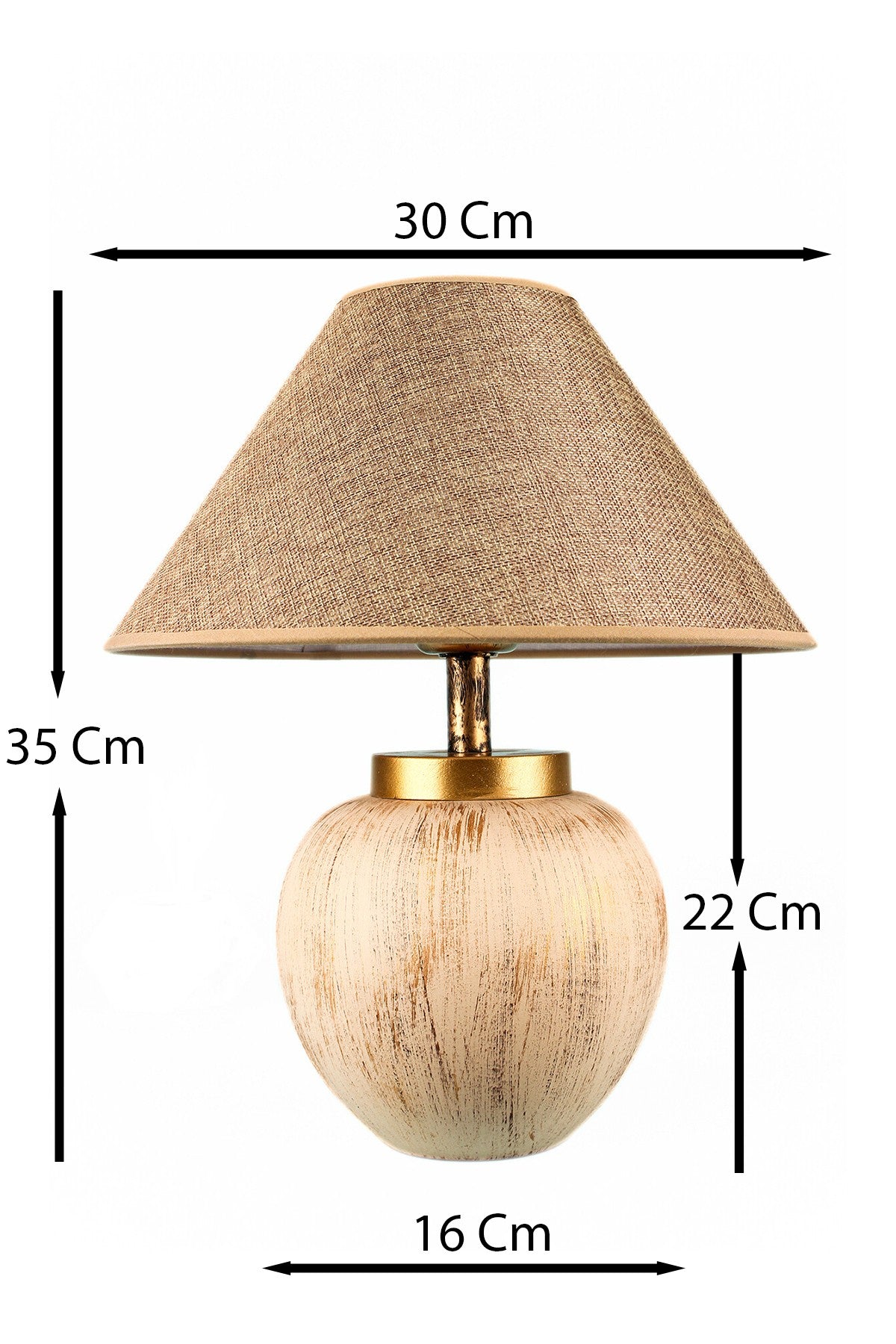 Candeeiro de Mesa de Cerâmica – 35 cm – Bege