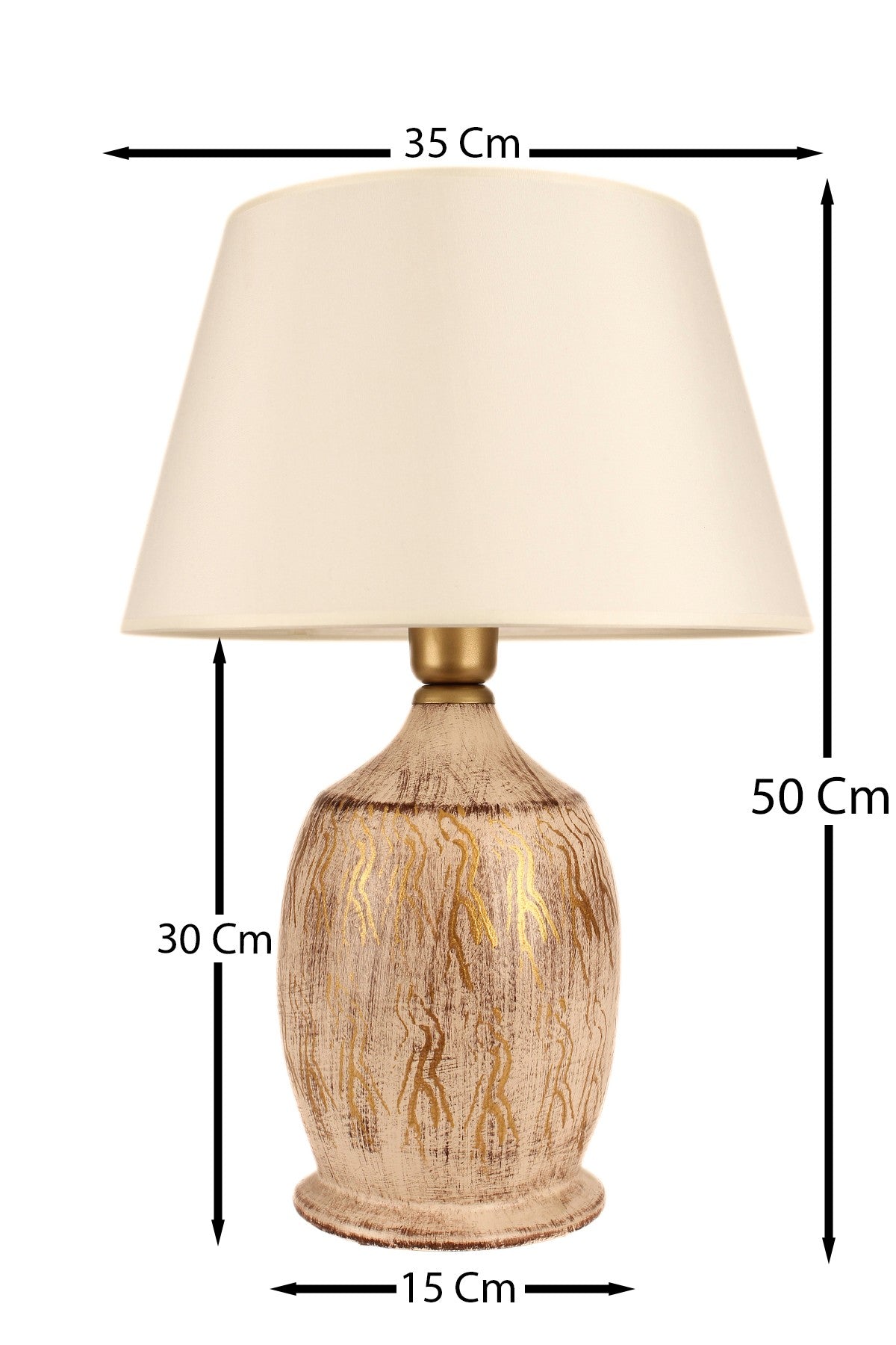 Candeeiro de Mesa – 50 cm – Bege – Cerâmica