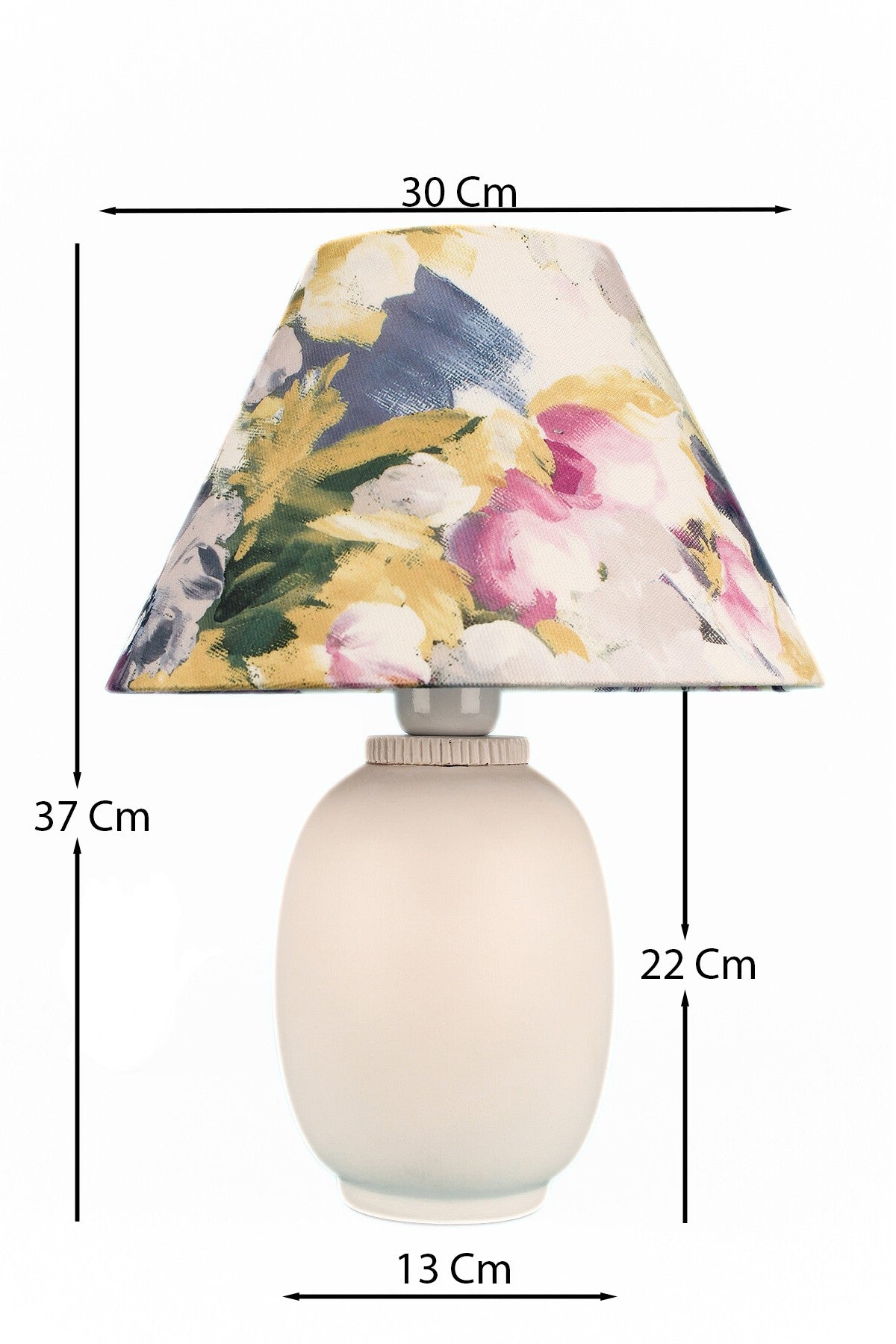 Candeeiro de Mesa – Ø30 h: 15 cm – Branco – Cerâmica