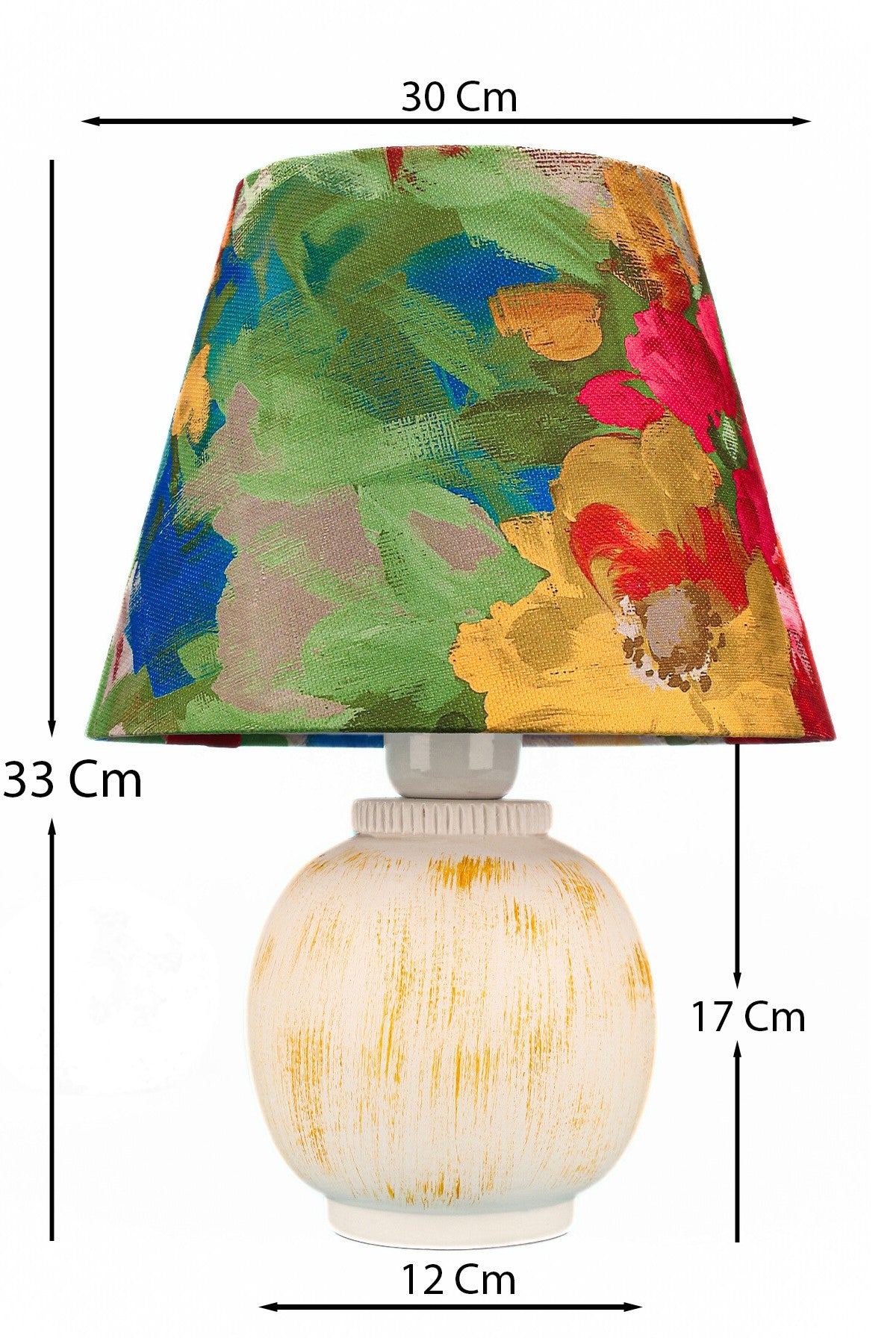 Candeeiro de Mesa de Cerâmica – Ø30 h:15 cm – Multicolorido