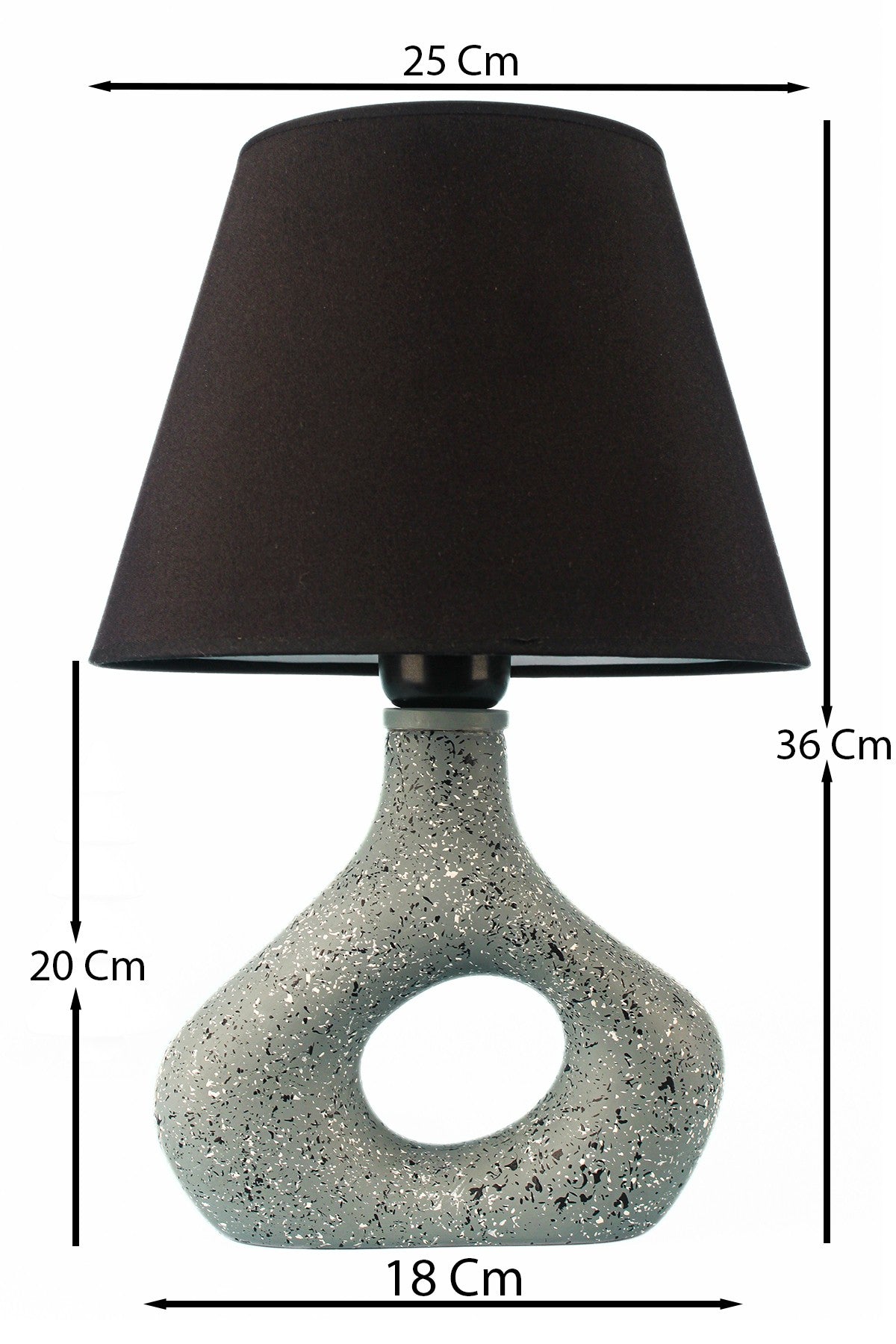 Candeeiro de Mesa de Cerâmica – 36 cm – Cinza