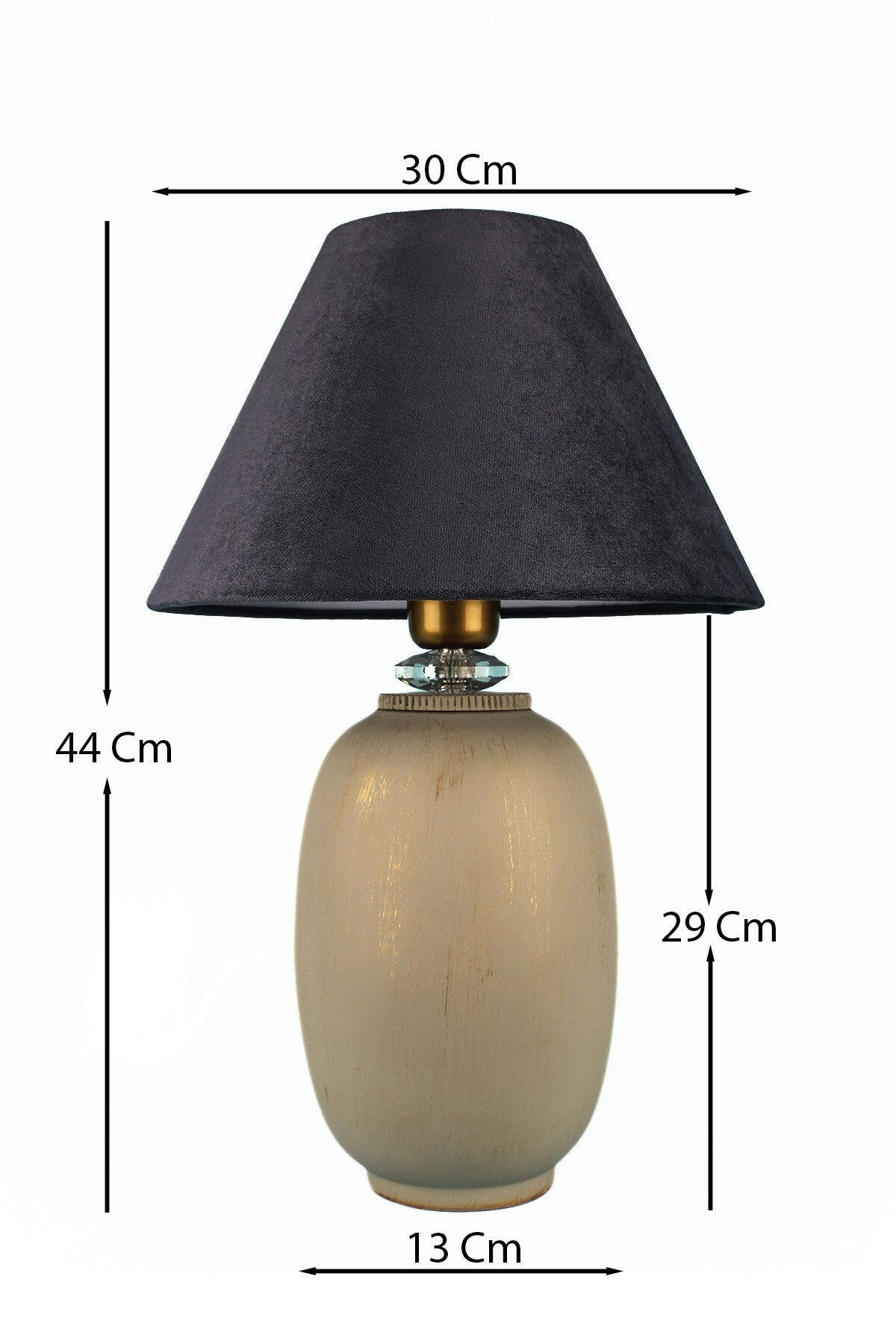 Candeeiro de Mesa – 44 cm – Cinza – Cerâmica
