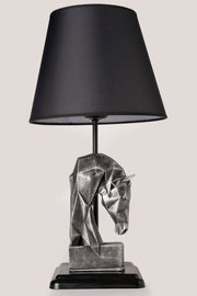 Candeeiro de Mesa – 24 cm de Diâmetro – Prata e Preto – Metal e Tecido