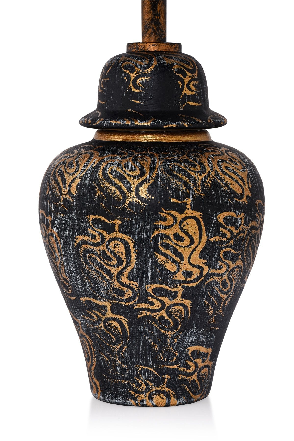 Candeeiro de Mesa – 20 cm x 54 cm – Dourado e Preto – Cerâmica
