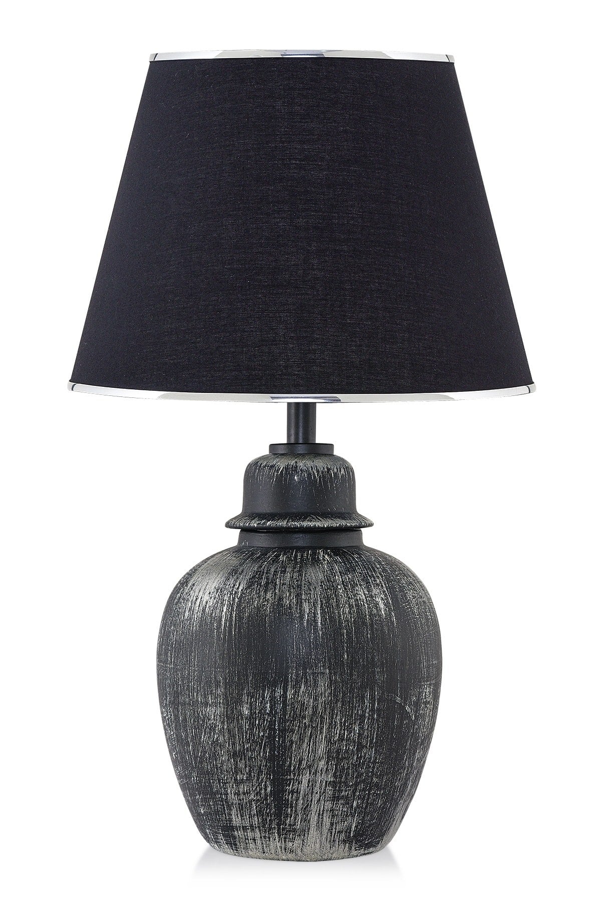 Candeeiro de Mesa – 52 cm – Preto e Prata – Metal