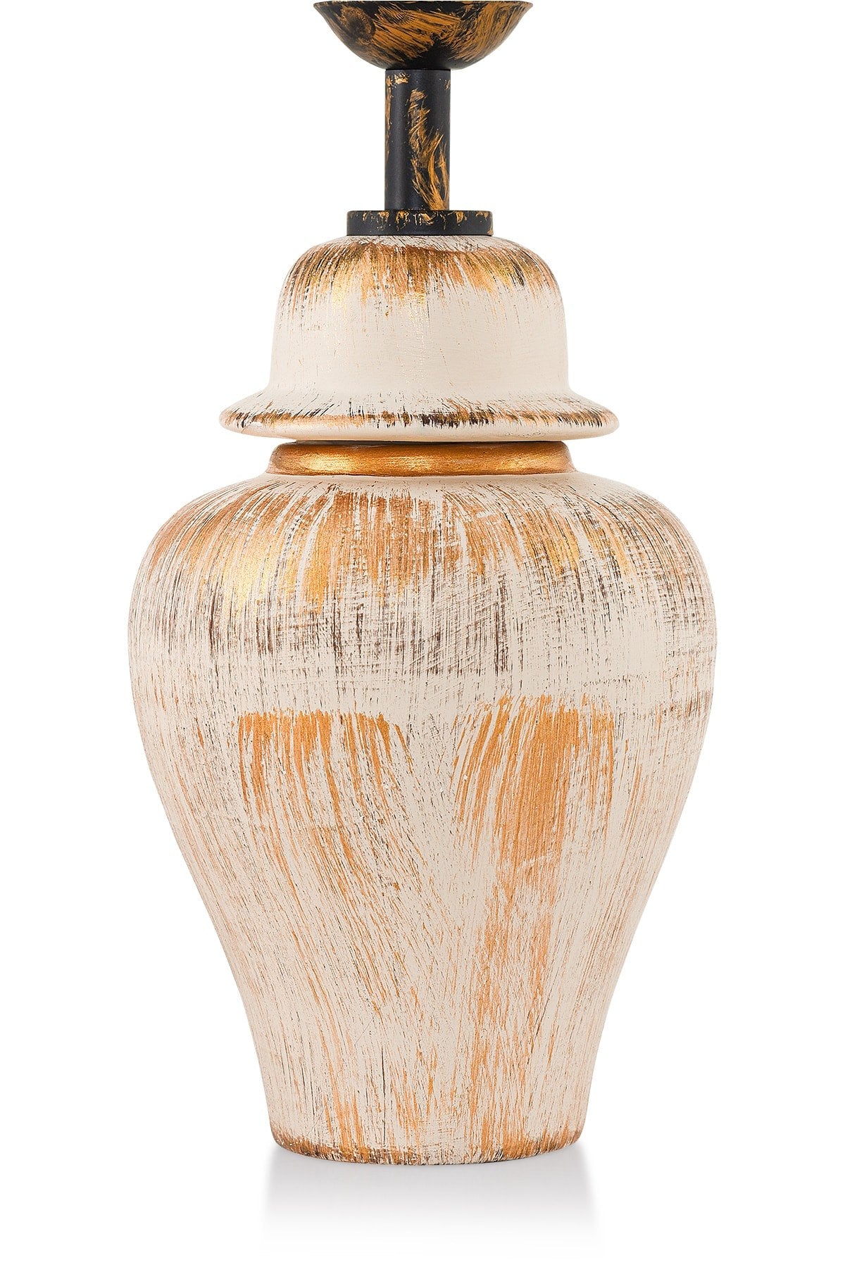 Candeeiro de Mesa – 50 cm – Creme e Dourado – Metálico