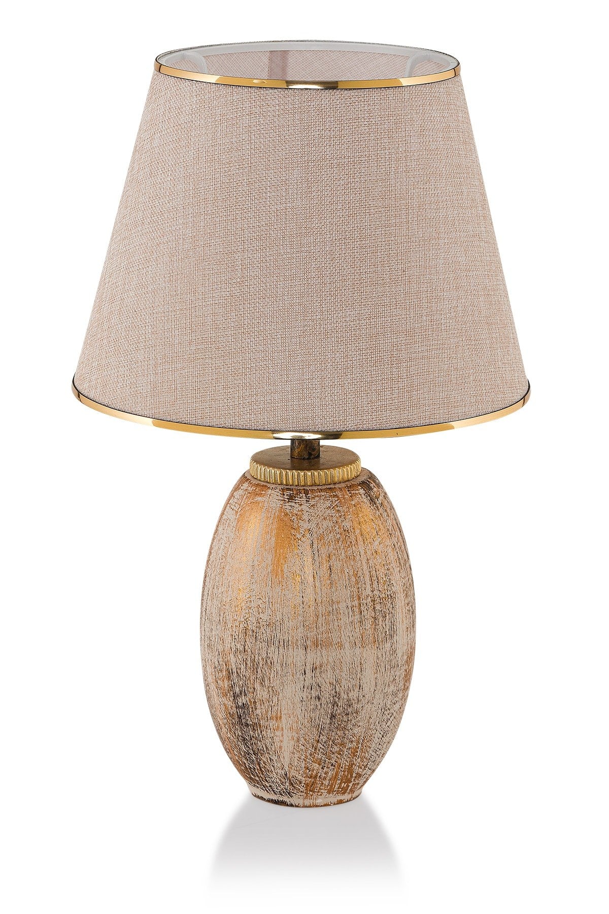 Candeeiro de Mesa – 50 cm – Creme e Dourado – Metálico