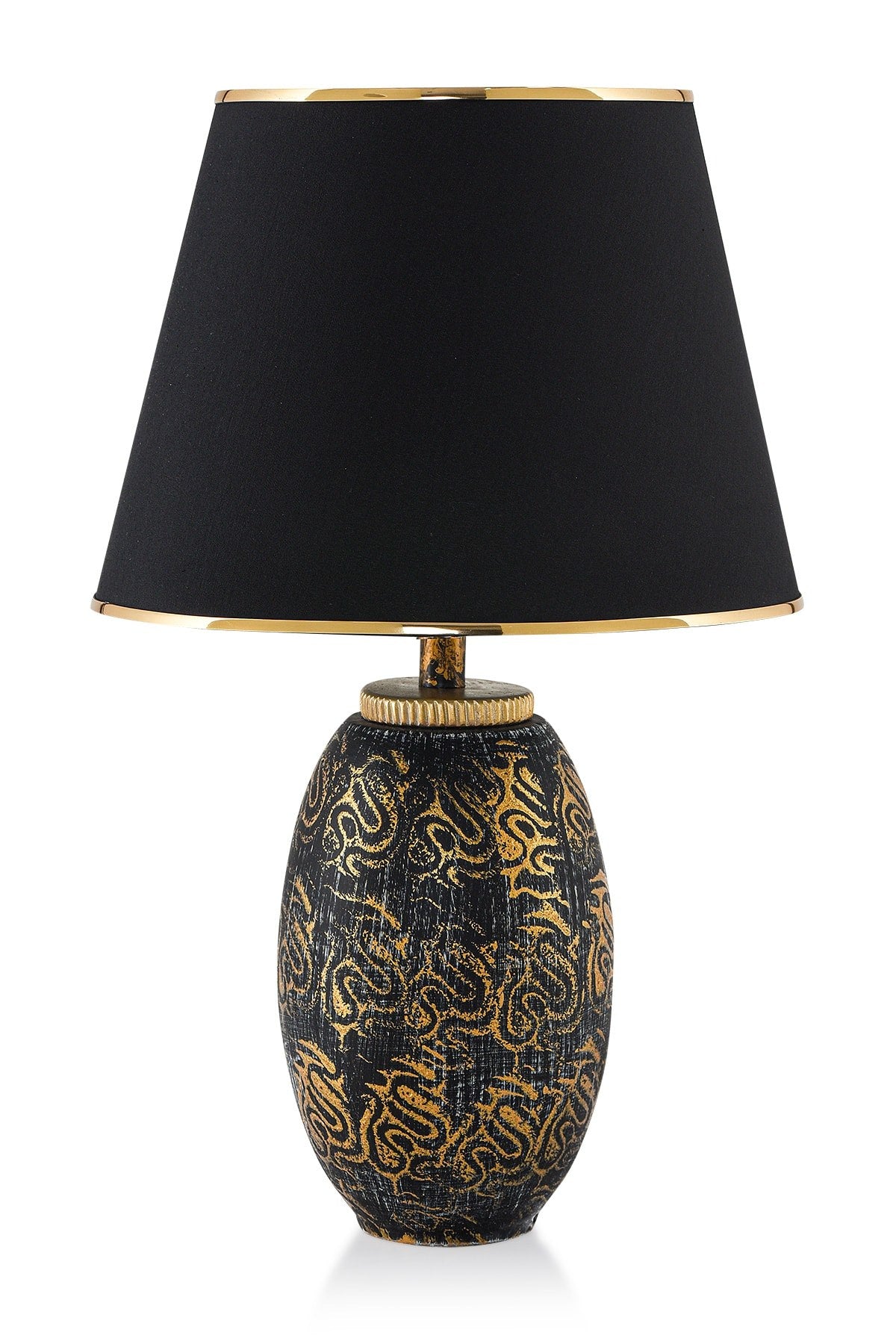 Candeeiro de Mesa – 50 cm altura – Dourado e Preto – Corpo de metal