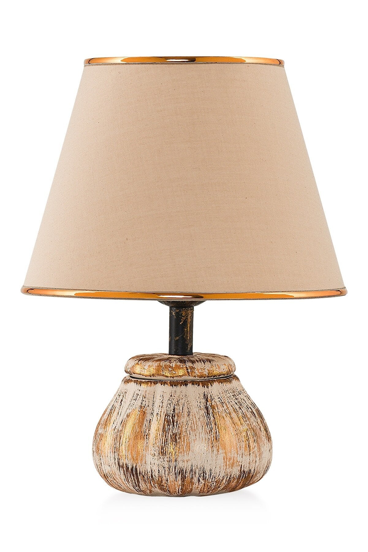 Candeeiro de Mesa – 34cm altura – Creme e Dourado – Corpo metálico