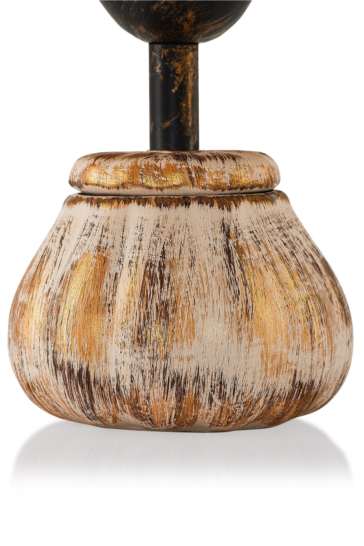 Candeeiro de Mesa – 34cm altura – Creme e Dourado – Corpo metálico