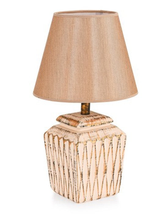 Candeeiro de Mesa – 39 cm – Creme e Dourado – Metal