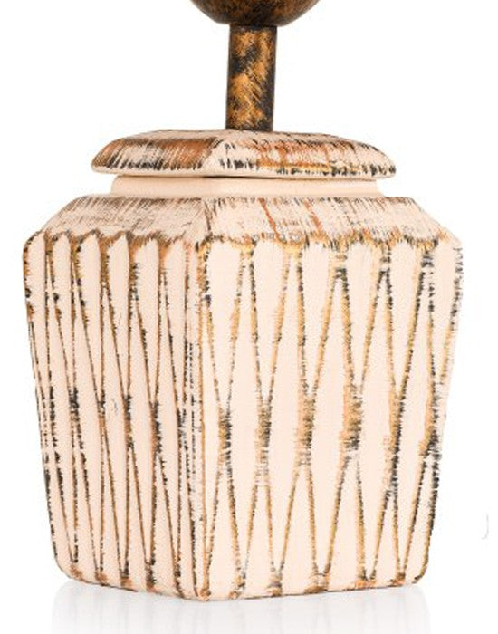 Candeeiro de Mesa – 39 cm – Creme e Dourado – Metal