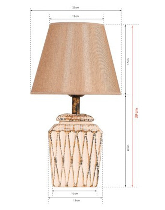 Candeeiro de Mesa – 39 cm – Creme e Dourado – Metal