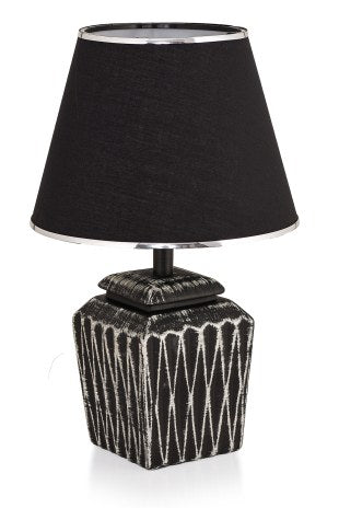 Candeeiro de Mesa – 39 cm altura – Preto e Prata – Metal