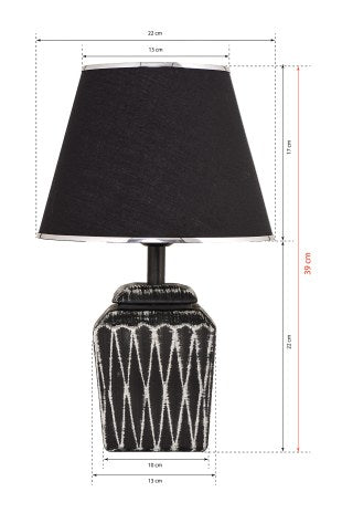 Candeeiro de Mesa – 39 cm altura – Preto e Prata – Metal
