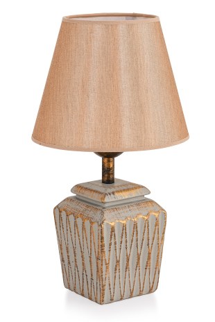 Candeeiro de Mesa – 13 cm largura x 39 cm altura – Cinza e Dourado – Metal