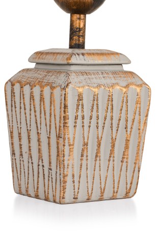 Candeeiro de Mesa – 13 cm largura x 39 cm altura – Cinza e Dourado – Metal