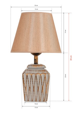 Candeeiro de Mesa – 13 cm largura x 39 cm altura – Cinza e Dourado – Metal