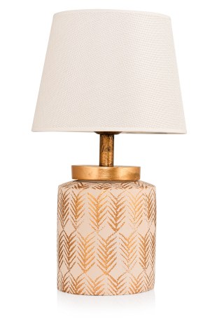 Candeeiro de Mesa – 36 cm altura – Creme e Dourado – Metal
