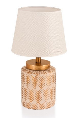 Candeeiro de Mesa – 36 cm altura – Creme e Dourado – Metal