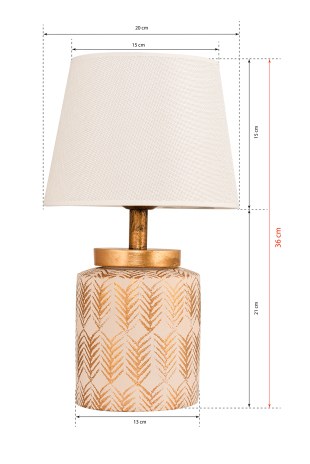 Candeeiro de Mesa – 36 cm altura – Creme e Dourado – Metal