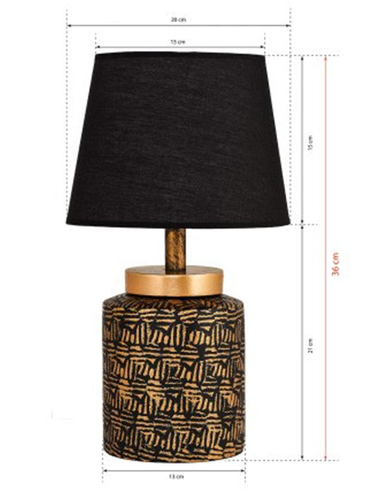 Candeeiro de Mesa – 36 cm altura – Preto e Dourado – Metálico