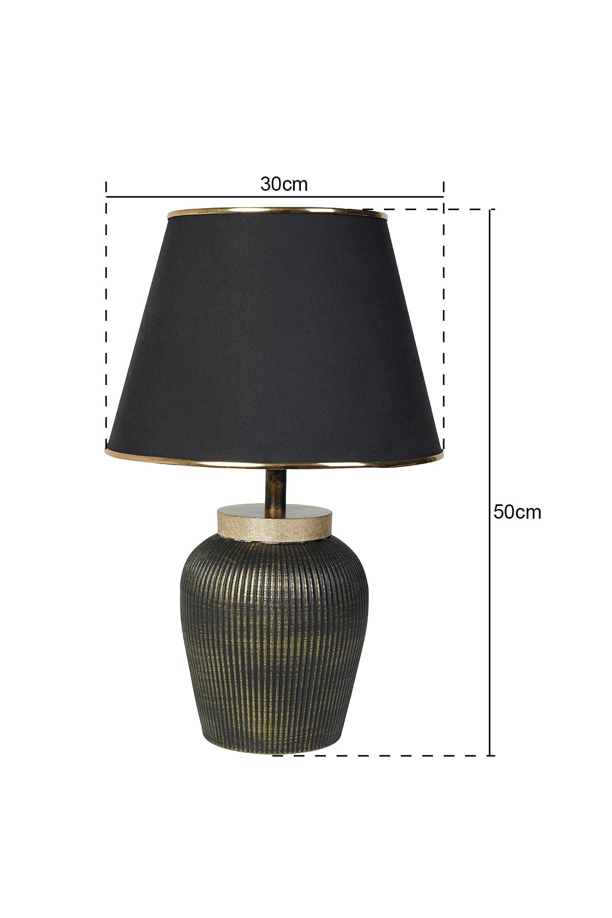 Candeeiro de Mesa – 50 cm x 30 cm – Preto e Dourado – Metálico