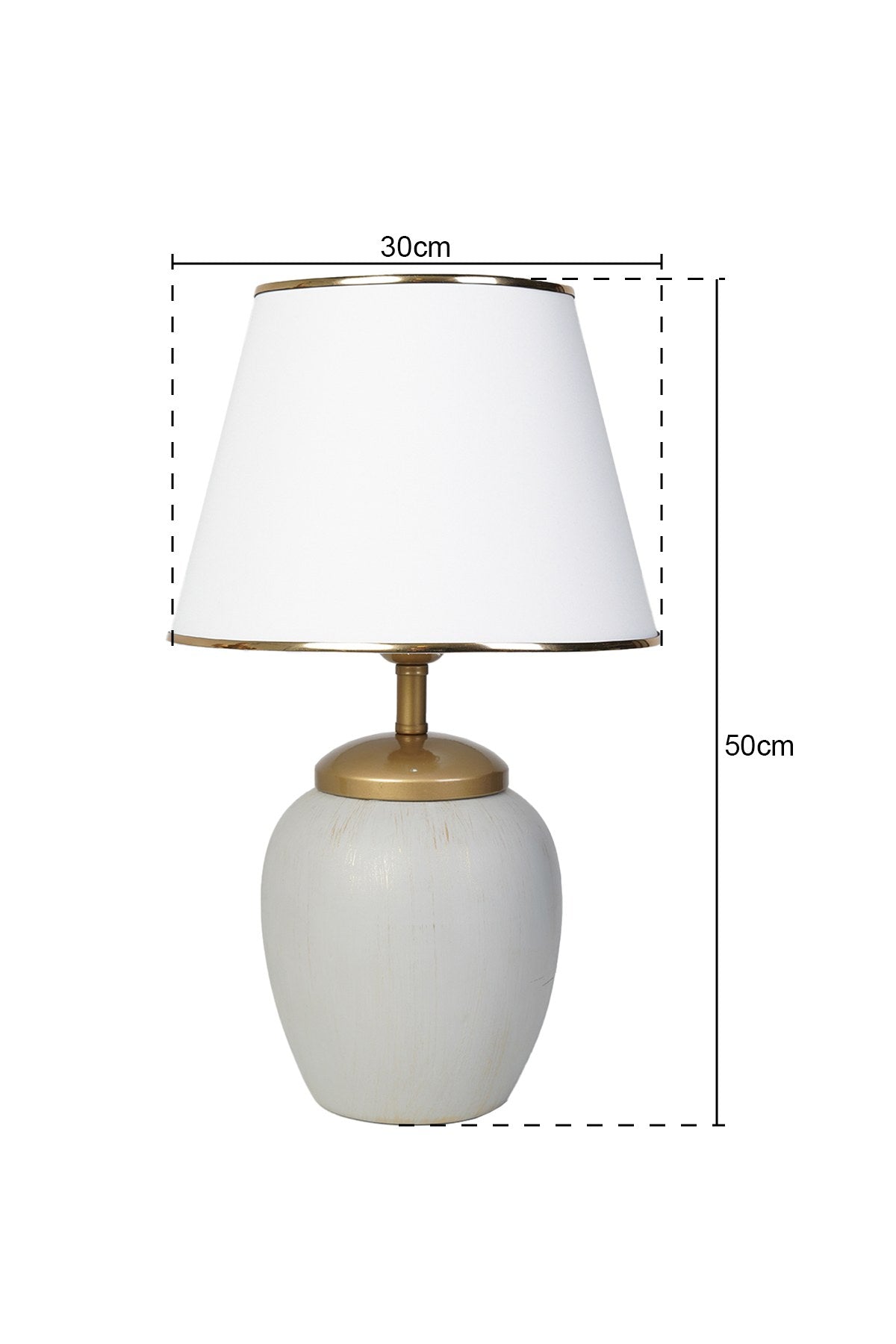 Candeeiro de Mesa – 50 cm x 30 cm – Cinza e Branco – Metal