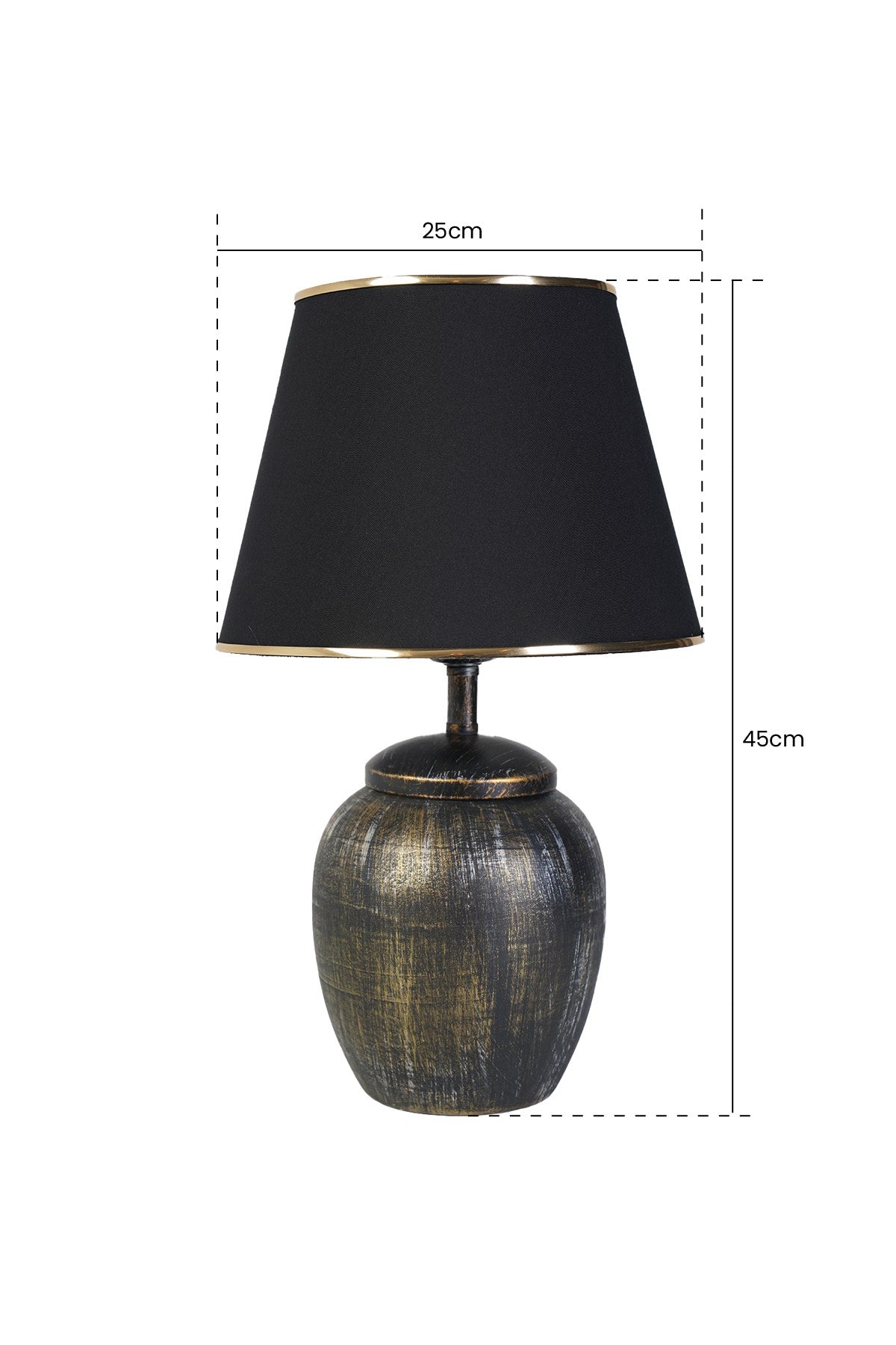Candeeiro de mesa – 45 cm – Preto e Dourado – Metal
