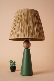 Candeeiro de Mesa de Cerâmica – 24 cm x 46 cm – Verde e Marrom
