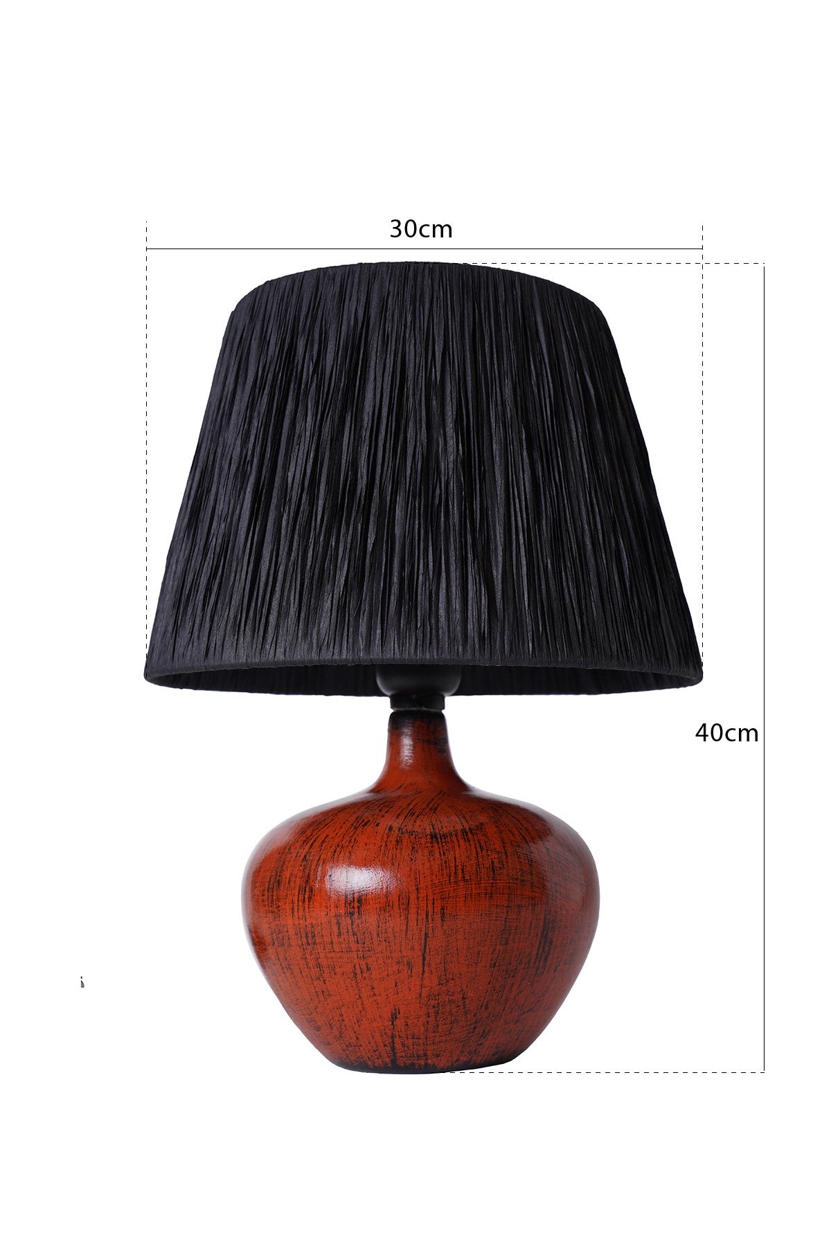 Candeeiro de Mesa – 30 cm x 40 cm – Preto e Vermelho – Cerâmica