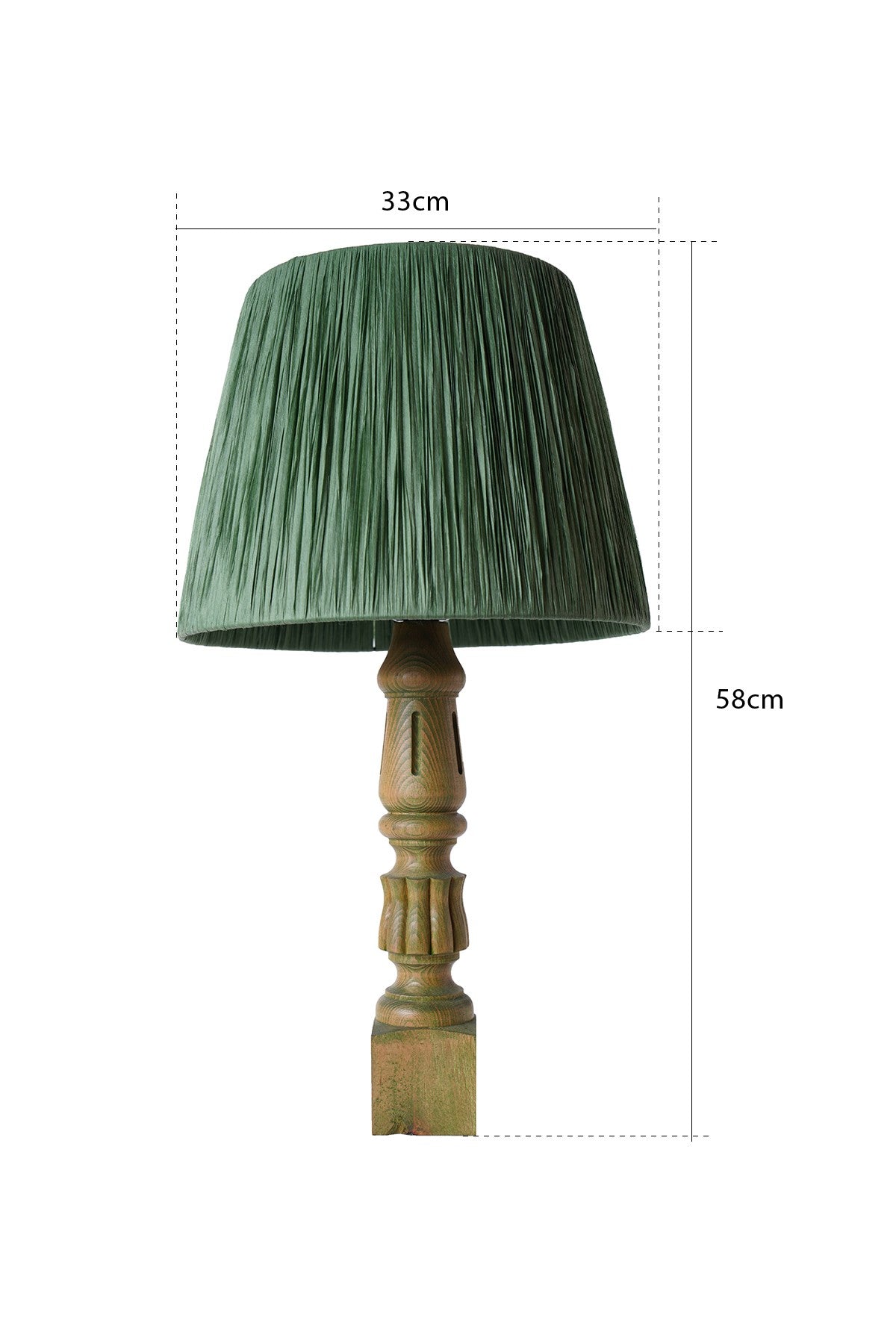 Candeeiro de Mesa – 33 cm x 58 cm – Verde – Madeira