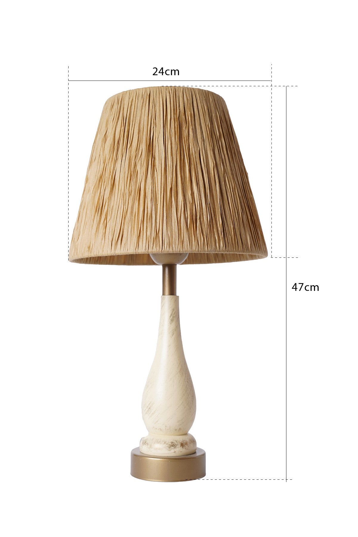 Candeeiro de Mesa – 24 cm x 47 cm – Creme – Madeira