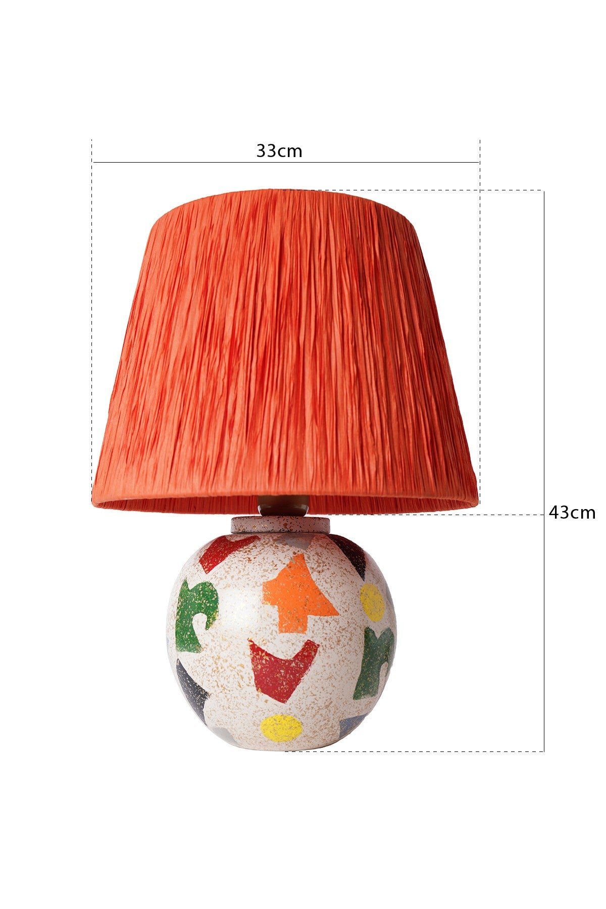 Candeeiro de Mesa de Cerâmica – 33 cm x 43 cm – Laranja