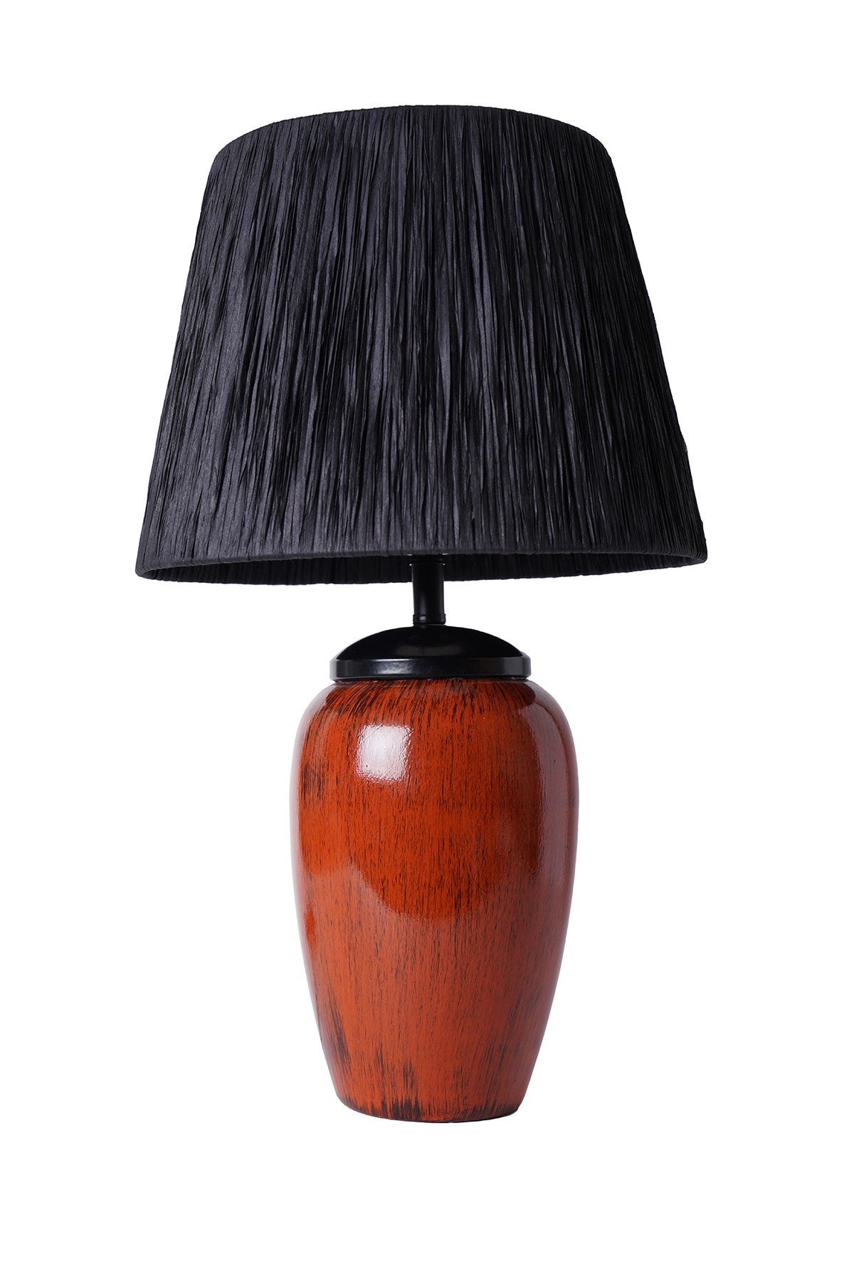Candeeiro de Mesa de Cerâmica – 33 cm x 58 cm – Vermelho e Marrom