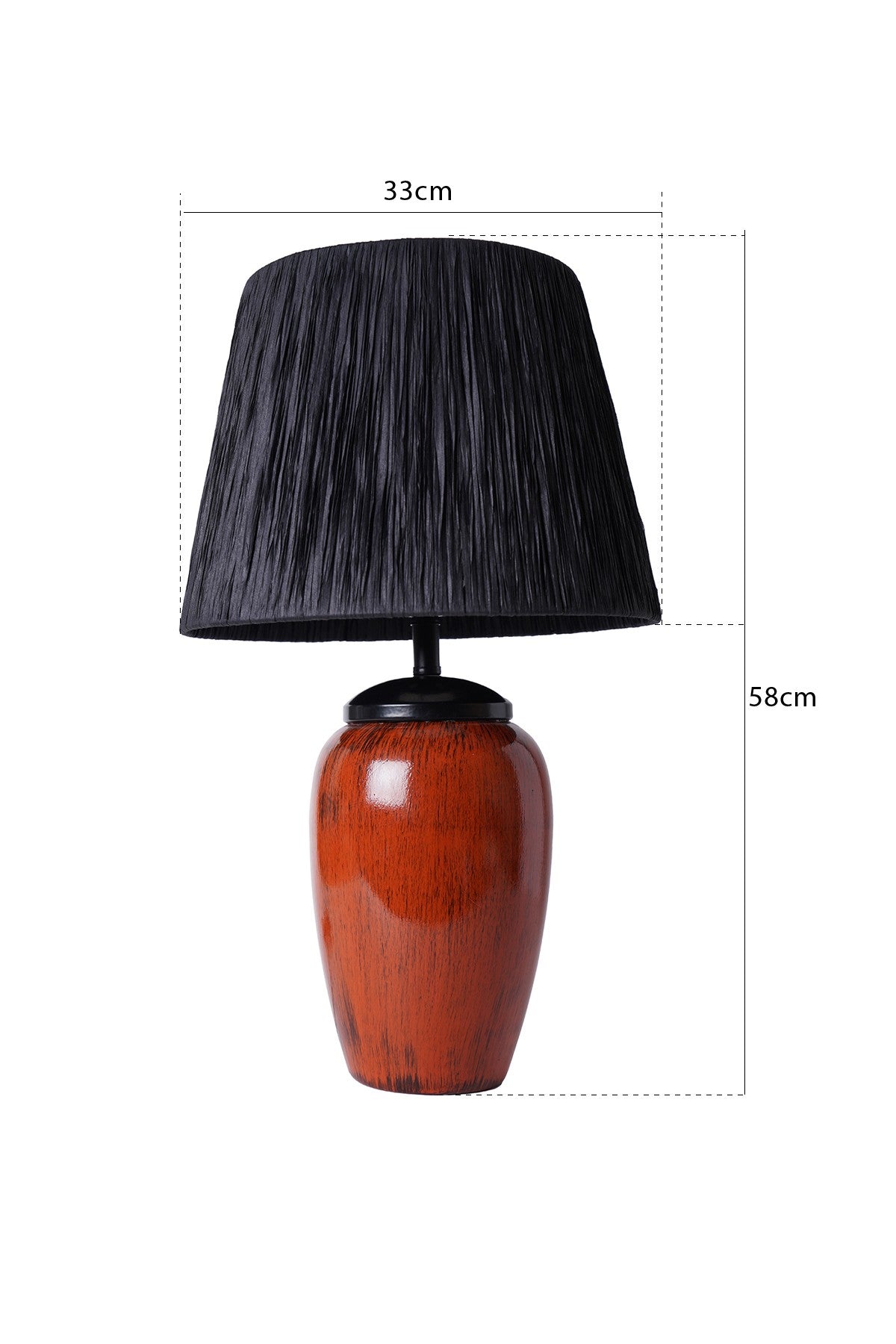 Candeeiro de Mesa de Cerâmica – 33 cm x 58 cm – Vermelho e Marrom
