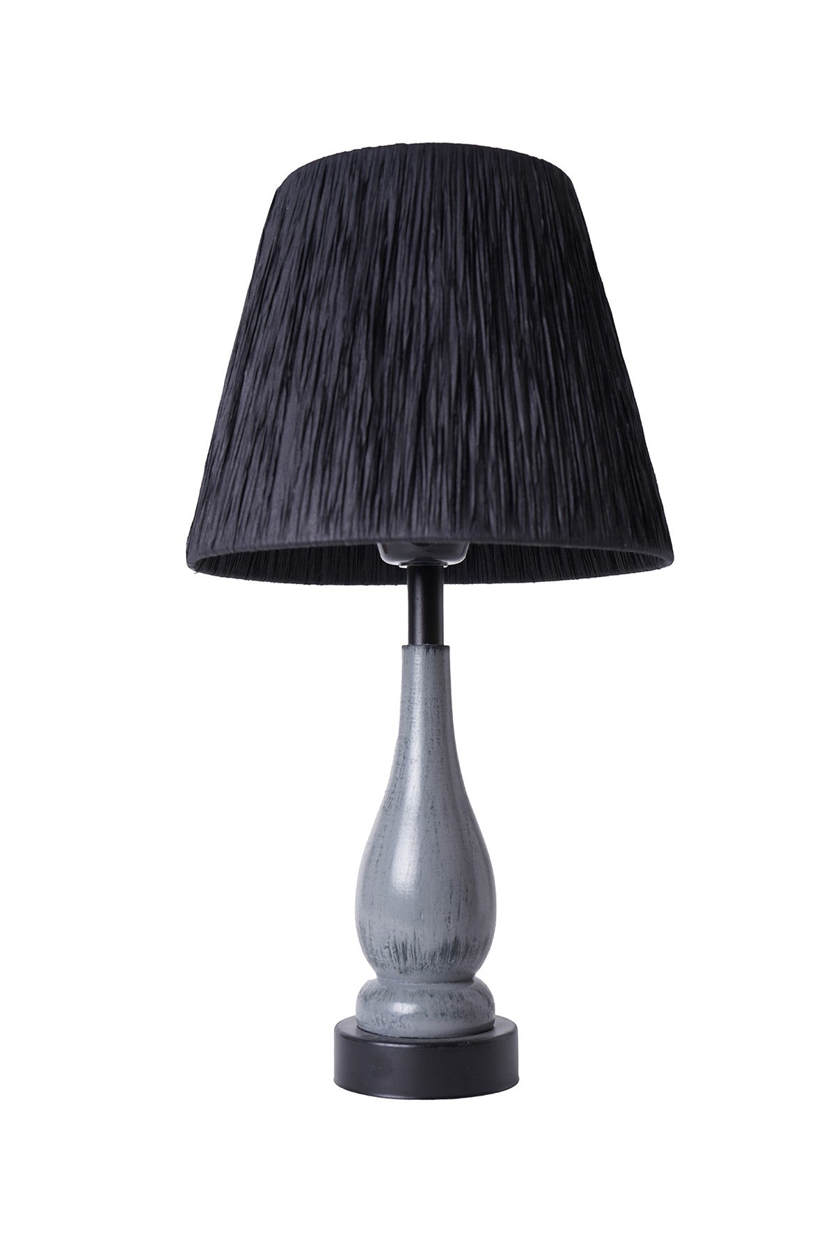 Candeeiro de Mesa – 24 cm x 47 cm – Cinza e Preto – Madeira e Corda