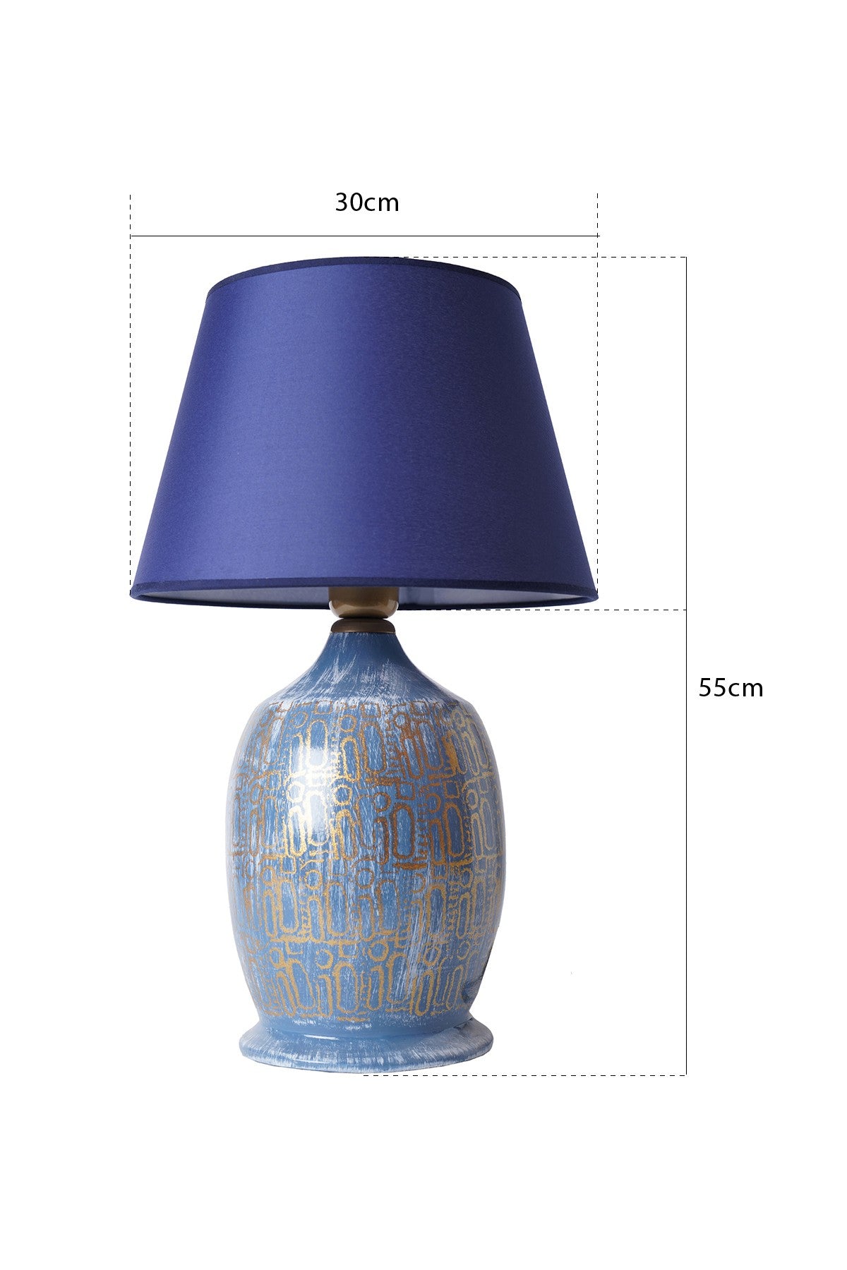Candeeiro de Mesa – 30 cm x 55 cm – Azul e Dourado – Cerâmica