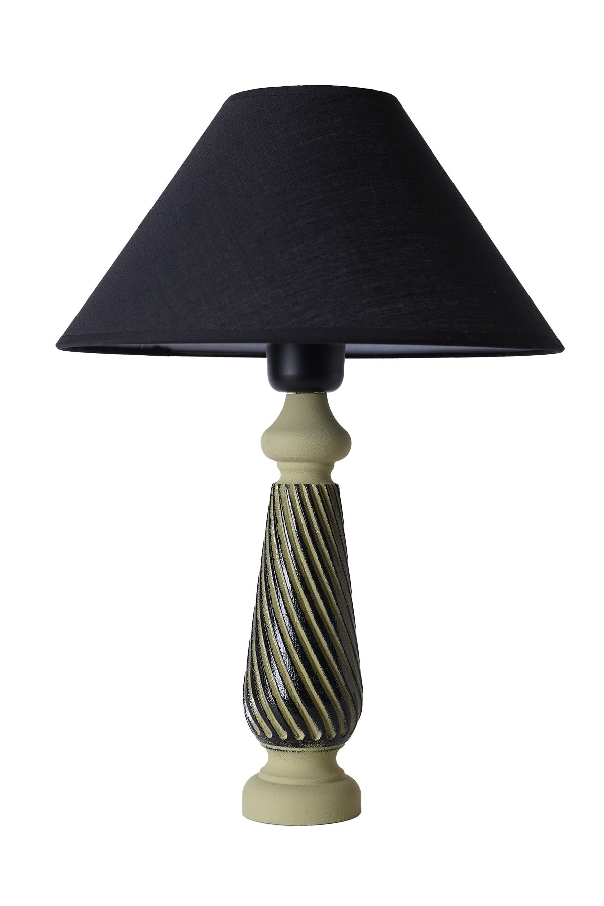 Candeeiro de Mesa – 33 cm x 45 cm – Verde e Preto – Madeira