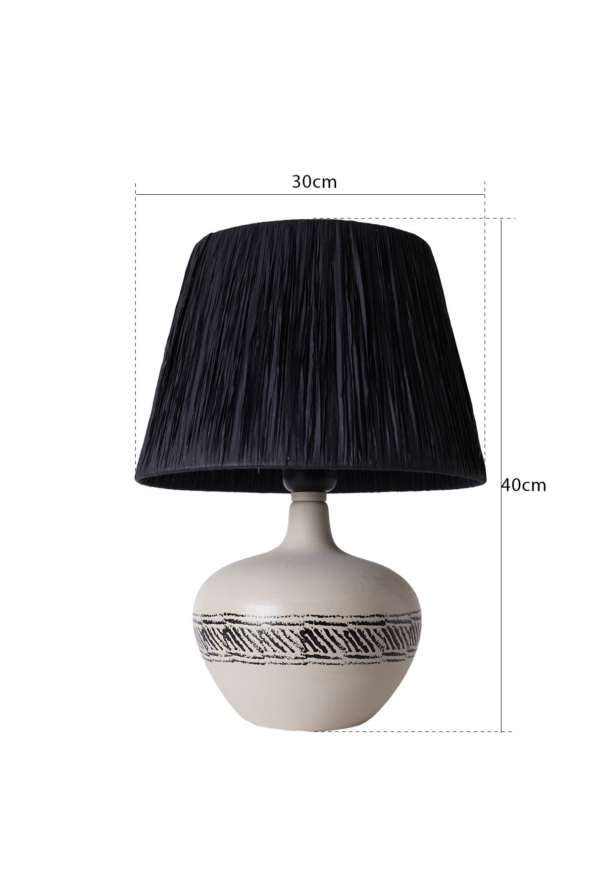 Candeeiro de Mesa de Cerâmica – 30 cm x 40 cm – Creme e Preto
