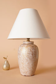 Candeeiro de Mesa – 35 cm x 53 cm – Branco e Dourado – Cerâmica
