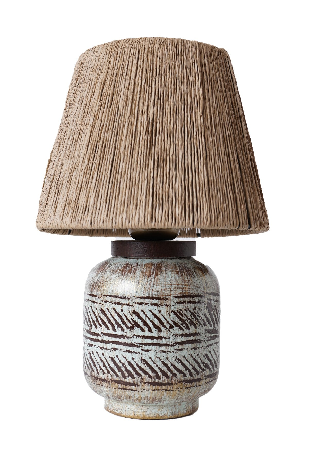 Candeeiro de Mesa – 30 cm x 20 cm – Marrom – Cerâmica