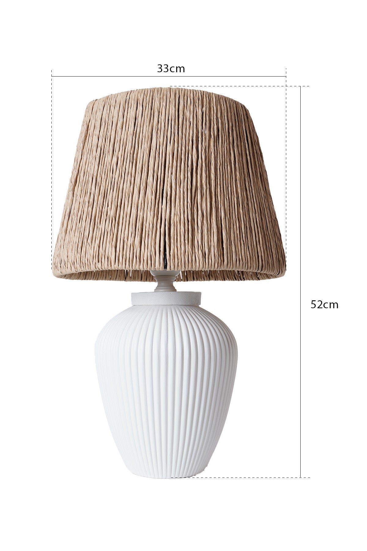 Candeeiro de Mesa – 52 cm – Branco e Carvalho – Cerâmica
