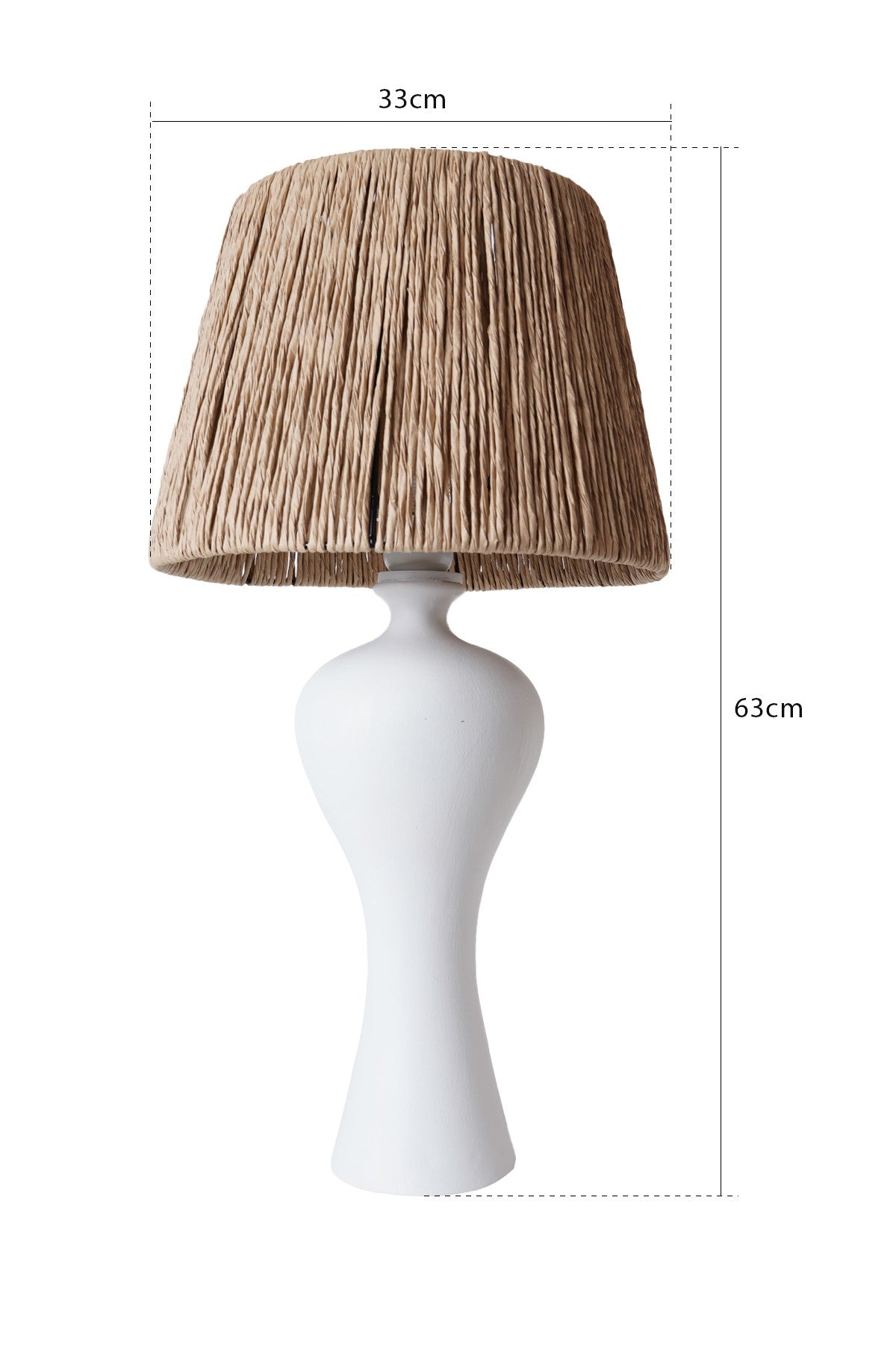 Candeeiro de Mesa – 63 cm – Branco e Carvalho – Cerâmica
