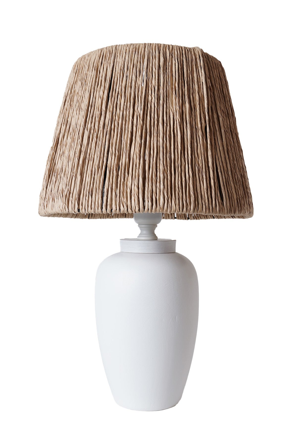 Candeeiro de Mesa – 53 cm – Branco e Carvalho – Cerâmica