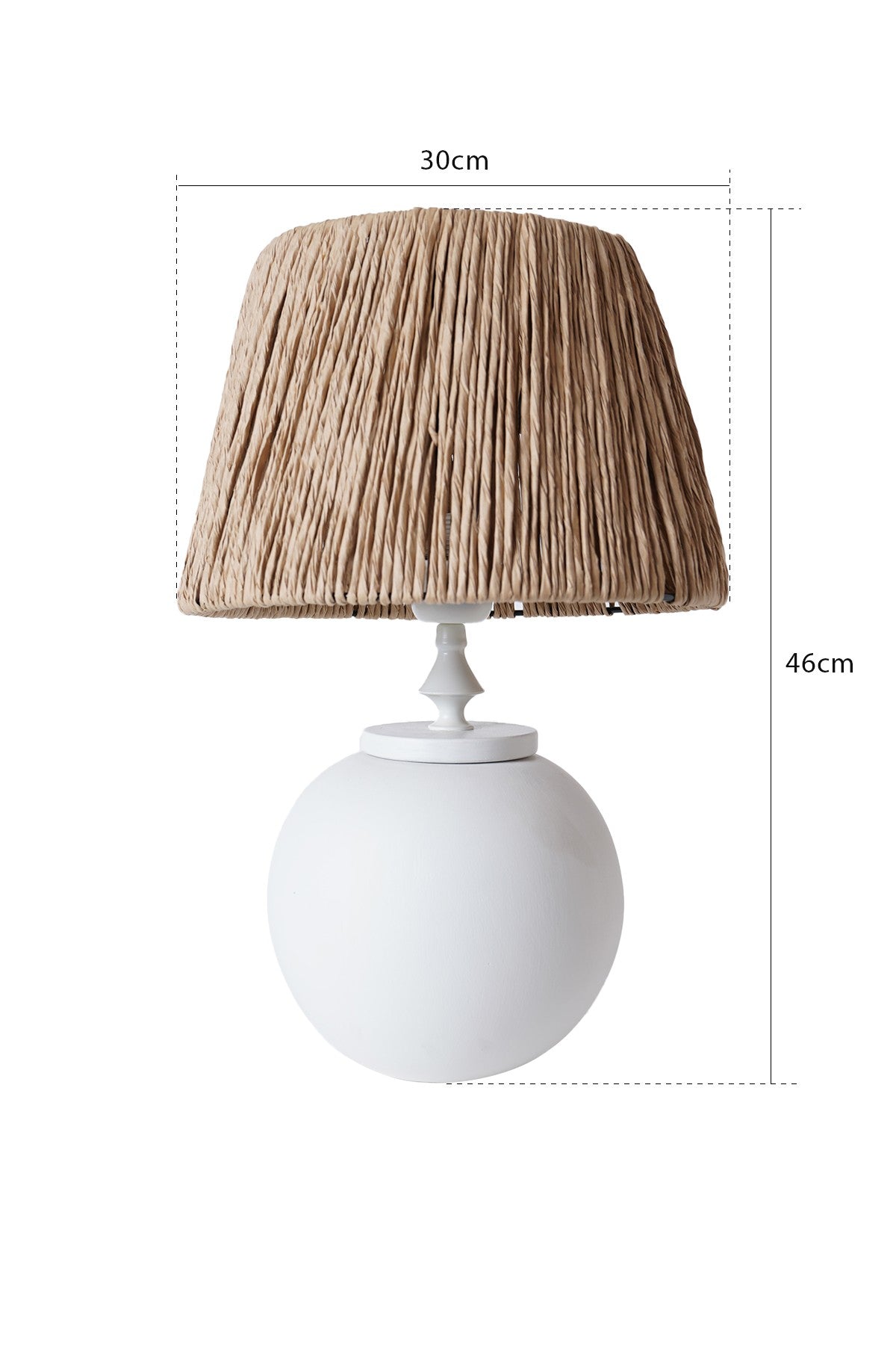 Candeeiro de Mesa – 46 cm x 30 cm – Branco e Carvalho – Cerâmica