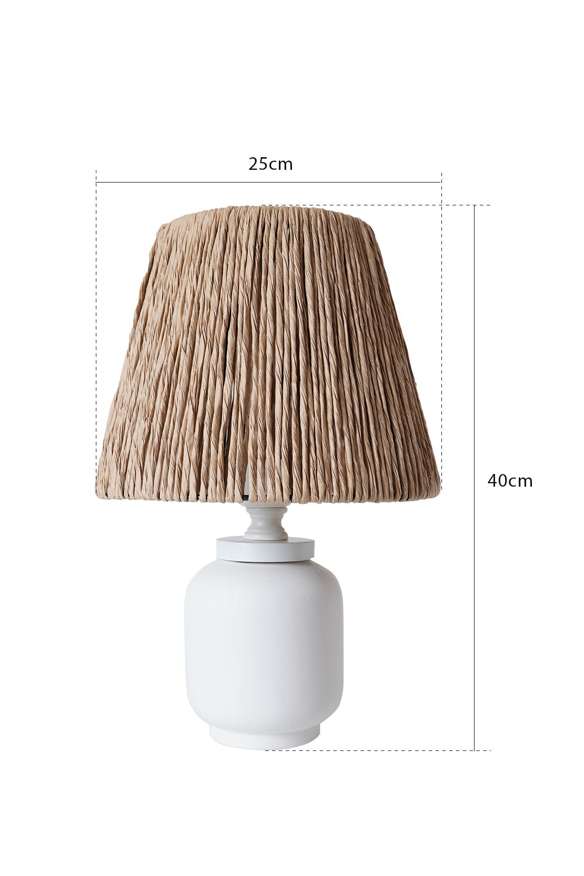 Candeeiro de Mesa – 40 cm x 25 cm – Branco e Carvalho – Cerâmica